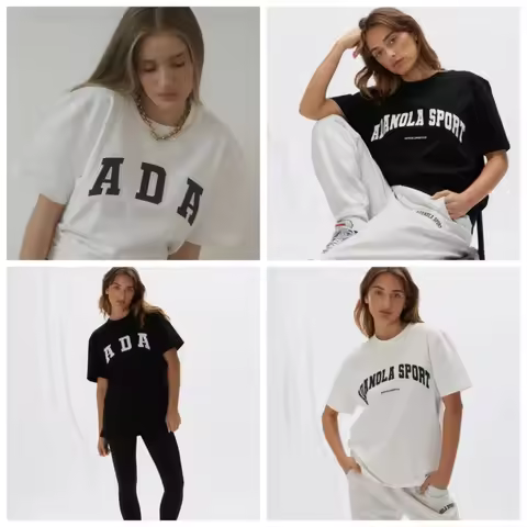 Summer British Fashion Sports Brand Adanola Women's Pure Cotton Short-sleeved Crew Neck T-shirt Coup