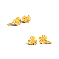 SK 916 Frilled Gold Earrings Duo Bundle