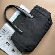 ::CHANEL:: Travel Line 黑色緹花尼龍手提肩背 托特包