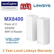 LINKSYS MX8400 Velop AX Intelligent Mesh Whole Home WiFi 6 System ( 2 Pack of MX4200 ) - 3 Year SG L