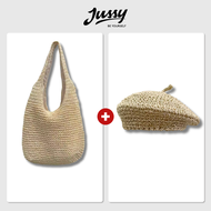 Set Túi Cói Và Mũ Nồi Cói Mềm JTUI01 + JBR01 Jussy Official Combo Phụ Kiện Nữ Thu Đông Vintage Style