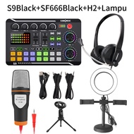 Siborie【COD】Paket Lengkap S9+SF666+H2+Lampu Set Sound Card Mic Headphone Pengiriman Cepat