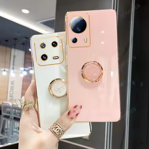 Xiaomi13 13lite Luxury Plating Ring Holder Stand Case For Xiaomi Mi 13 Lite Pro Ultra 5g Soft Silico