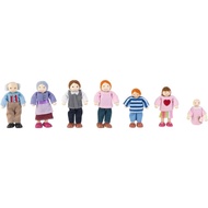 KidCraft 5" Wooden Poseable Doll Family of 7 - Caucasian,