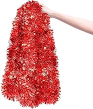 32.8 Feet Red Christmas Tinsel Garland, Metallic Shiny Party Tinsel Garlands, Twist Hanging Decorati
