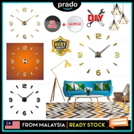 PRADO 3D Bright LED Digital Display EVA Form Decoration Wall Snooze Mirror Time Date Multi-Function 