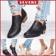 raya Ready stock black heels ankle Cowboy boots shoes women kasut boot wanita perempuan murah plus s