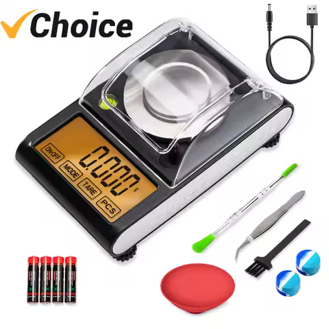 50g 0.001g LCD Touch Digital Milligram Scale Jewelry Gold Lab Scales with 6 Units, Tare Weights, Cal