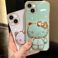 Case VIVO Y04 Y19E Y29S Y19 V2432 Y37C Y29S Y04 Y19E T KT Cat with Makeup Mirror Portable Holder and