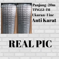 Ram Kawat Loket GARVANIS ANTI KARAT Kotak 1 inc  Per Rol 20 Mtr Lebar 1 m