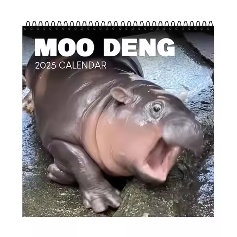 Moo Deng Calendar For 2025 | Creative Cartoon Hippopotamus Ornament Cute Multi-expression Pygmy Hipp