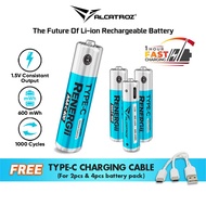 Alcatroz Renergii Li-Ion AA / AAA Rechargeable Battery | Huge Battery Capacity | Type C Charing Port