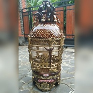 PROMO 35% Sangkar burung perkutut kubah full KAYU JATI  ukir naga