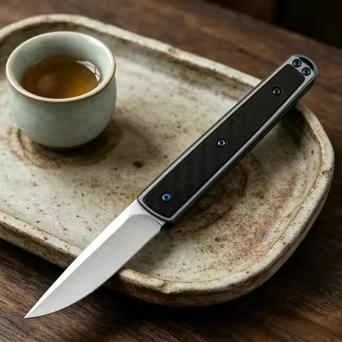CR 7190 Folding Knife 8Cr13Mov Blade Aluminum Frame + Carbon Fiber Handle - Perfect for Outdoor Camp