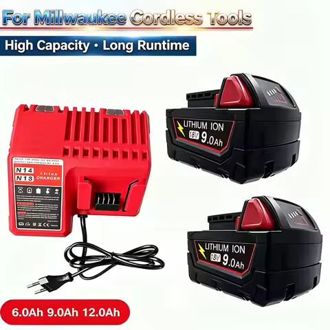 For Milwaukee M18 Power Tool Battery, Charger, BR, XC, 18V 6.0Ah M18B5, 48-11-1860,For Milwaukee 18V