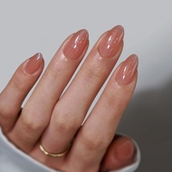 BTArtbox Press On Nails Short - Lamp-Curable Sparkly Almond Press On Nails with Glue for Women, Semi