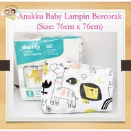 2pcs/4pcs/8pcs Anakku Printed Baby Napkin Kain Lampin Baby - Zoo Design (76cm x 76cm) 100% Cotton
