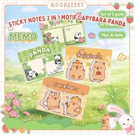 Sticky 2 In 1 Animal Motif Capybara and Panda Cute Animal Kapibara Kawaii Cute Contents 60 Sheets 12