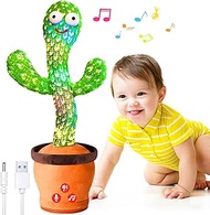 River Mill Rechargeable Dancing Talking Cactus Toy, Adjustable Volume Cactus Baby Toy, Colorful Glowing Interactive Cactus Toy That Talks Back