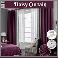 B16 Ready Made Curtain 99%Blackout Siap Jahit Langsir(Free Eyelet/Hook )Langsir RAYA Kain Tebal 100%Polyester Blackout