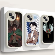 for iPhone 11 12 13 14 15 Pro Max Liquid silicone TPU soft Case K141 Anime attack on Titan 3