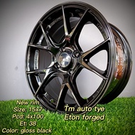 Eton forged New Rim 15x7 4x100 ET38 Gloss black TM Auto Tyre Service Johor Baru