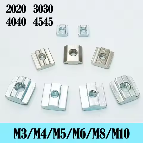 100P/lot T Block Square Nut M3 M4 M5 M6 M8 Slot T-nut Sliding Nuts for 2020 3030 4040 4545 Profile A
