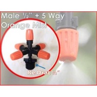 Sprinkler spray sprayer 5 ways orange, orchid watering fog, automatic watering sprayer