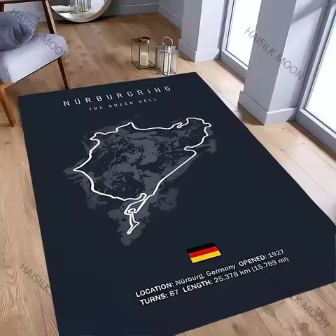 Race Track Circuit Design Carpet Mat Rug - Bahrain Monaco Nürburgring Motorsport Home Decoration Bed