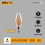 Vintage E14 Clear/Amber Glass 4W Filament LED Lamp E14 LED Bulb - Yellow