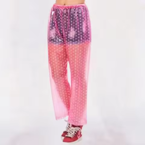 Couple Transparent Polka Dot Plastic Trousers Soft Smooth Waterproof Diaper Pants Loosen Easy Drop O