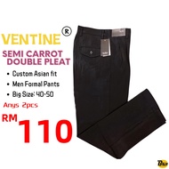 [BIG saiz: 40-50]VENTINE Brand Men’s Semi Carrot Double Pleat Formal Pants ( S-4012 )