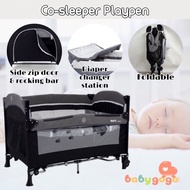Co-sleeper Playpen Baby Rocking Sleeping Cot Foldable Bed