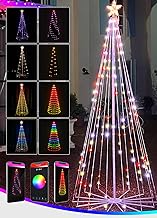 Outdoor Christmas Tree Lights Customizable 6FT Preset Mode App Control Multicolor Prelit Artificial LED Light Show Tree with Star Topper Collapsible Music Timer Group Control for Yard Decoration