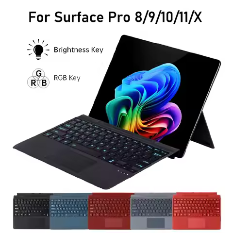 Bluetooth Keyboard For Microsoft Surface Pro 8/9/10/11/X 13'',Type Cover Keyboard Trackpad For Micro