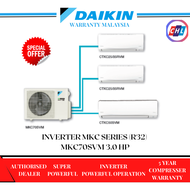 DAIKIN (READY STOCK) MKC-70SVM (R32)(3.0HPX1UNIT OUTDOOR +2UNIT X 1HP INDOOR+1UNIT X 2HP INDOOR) MULTI-SPLIT INVERTER AIR COND
