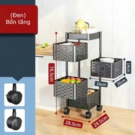 Kệ xoay đa năng 5 tầng thép không gỉ bánh xe di chuyển dễ dang. Giá để đồ nhà bếp hoa quả nhiều tầng