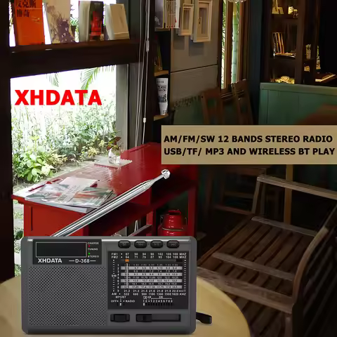 XHDATA D-368 Portable Radio FM AM SW Shortwave Radio Receiver Wireless Stereo MP3 Player With TF Car