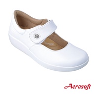 Aerosoft รองเท้าพยาบาล รองเท้าหนังมีส้น รุ่น NW9391 คัชชูสีดำ/สีขาว