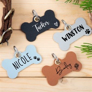 Dog Anti-Lost Identification Tag PU Leather Laser Engraving Personalized Pet Collar Tag Pet Identifi
