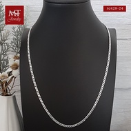 MT สร้อยคอเงินแท้ ลายเลส งานอิตาลี กว้าง 3.5-3.7 มม ยาว 24 นิ้ว 925 Sterling Silver Italy Flat Curb