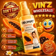 DEONAT Papaya Mineral Deodorant Extra Brightening Anti-Bacterial Spray 100ml.