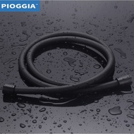 PIOGGIA Black/Silver 1.5M Flexible PVC Shower Hose Smooth Connector Water Head Pipe Bathroom Q998