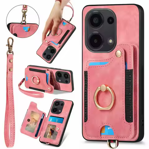 Reno13 F 13F 13A 5G 4G RFID Leather Wallet Holder Card Case For OPPO Reno 13 FS Magnet Back Ring Cov