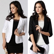 Women Short Blazer 3/4 Sleeve Slim Blazer Jackets