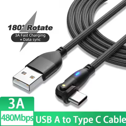 1m 2m 3m Rotatable Cord Data Wire Fast Charging USB Type C USB A to Type C Cable
