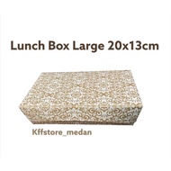 PUTIH Kraft Lunch Box Large Motif White 20x13x5cm (per pcs)