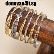 DONOVAN4IT Metal Stacked Bracelet, Ocean Fish Silver Fish Pattern Bangle, Creative Irregular Animal 