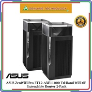 ASUS ZenWiFi Pro ET12 AXE11000 Tri-Band WiFi 6E Extendable Router 2-Pack - New 6Ghz Band, Dual 2.5G LAN &amp; WAN Ports