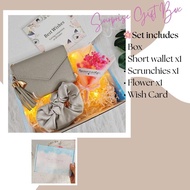 Surprise Gift Box Set Short Wallet Purse Scrunchie Hair Birthday Friendship Girl Women Raya Gift